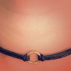 Choker Necklace Faux Gold Infinity Ring Cord 17”